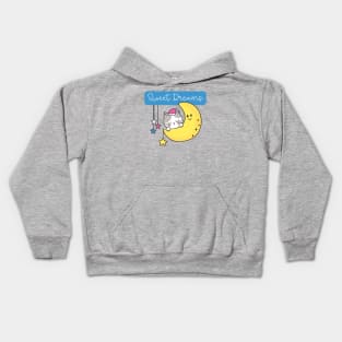 Sweet Dreams Sleeping Cat on Moon Kids Hoodie